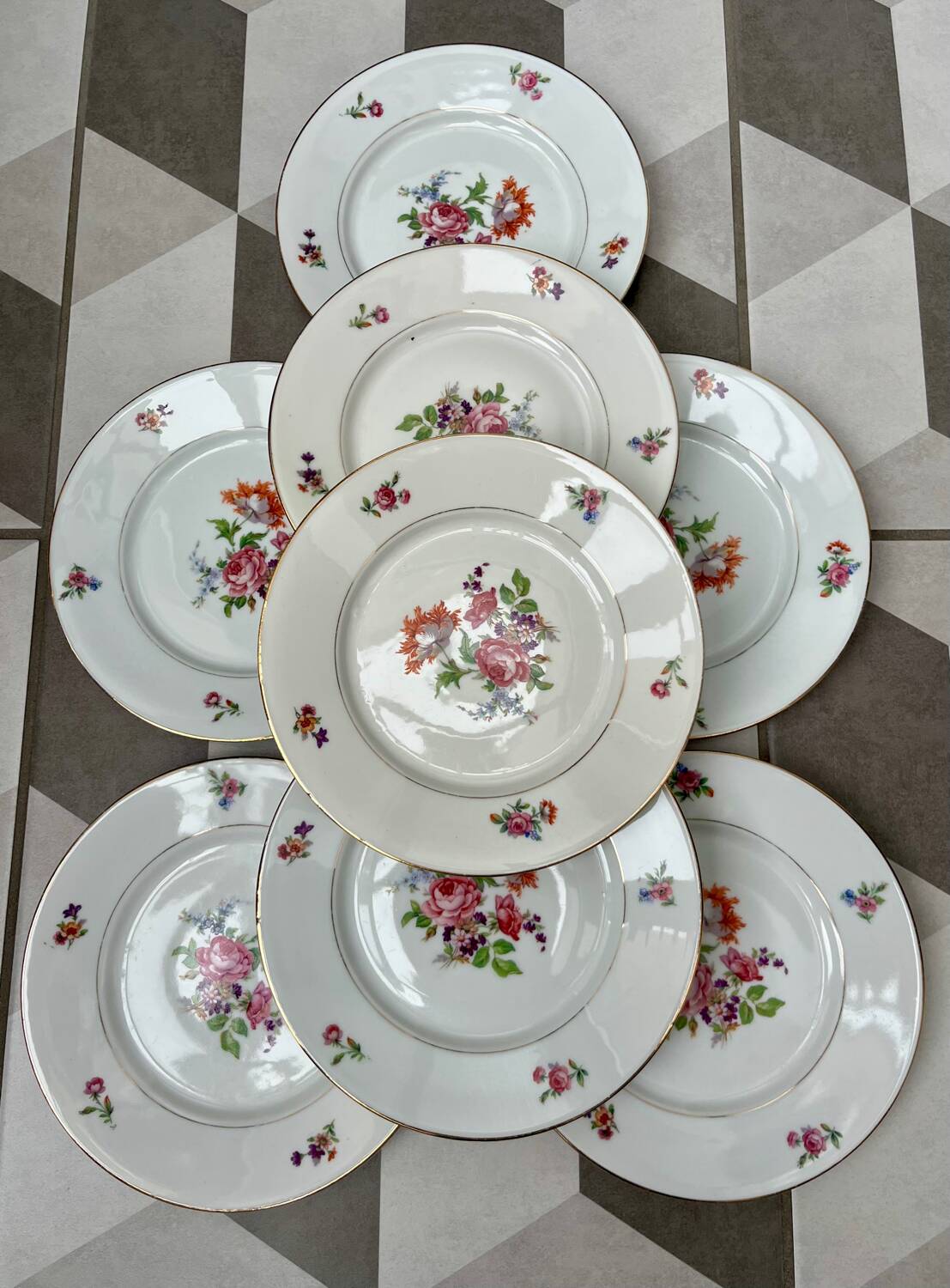 Set 8 assiettes dessert porcelaine