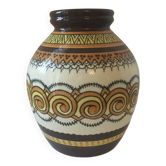 Grand vase boule Céramique Henriot Quimper Vintage 1977 Bretagne