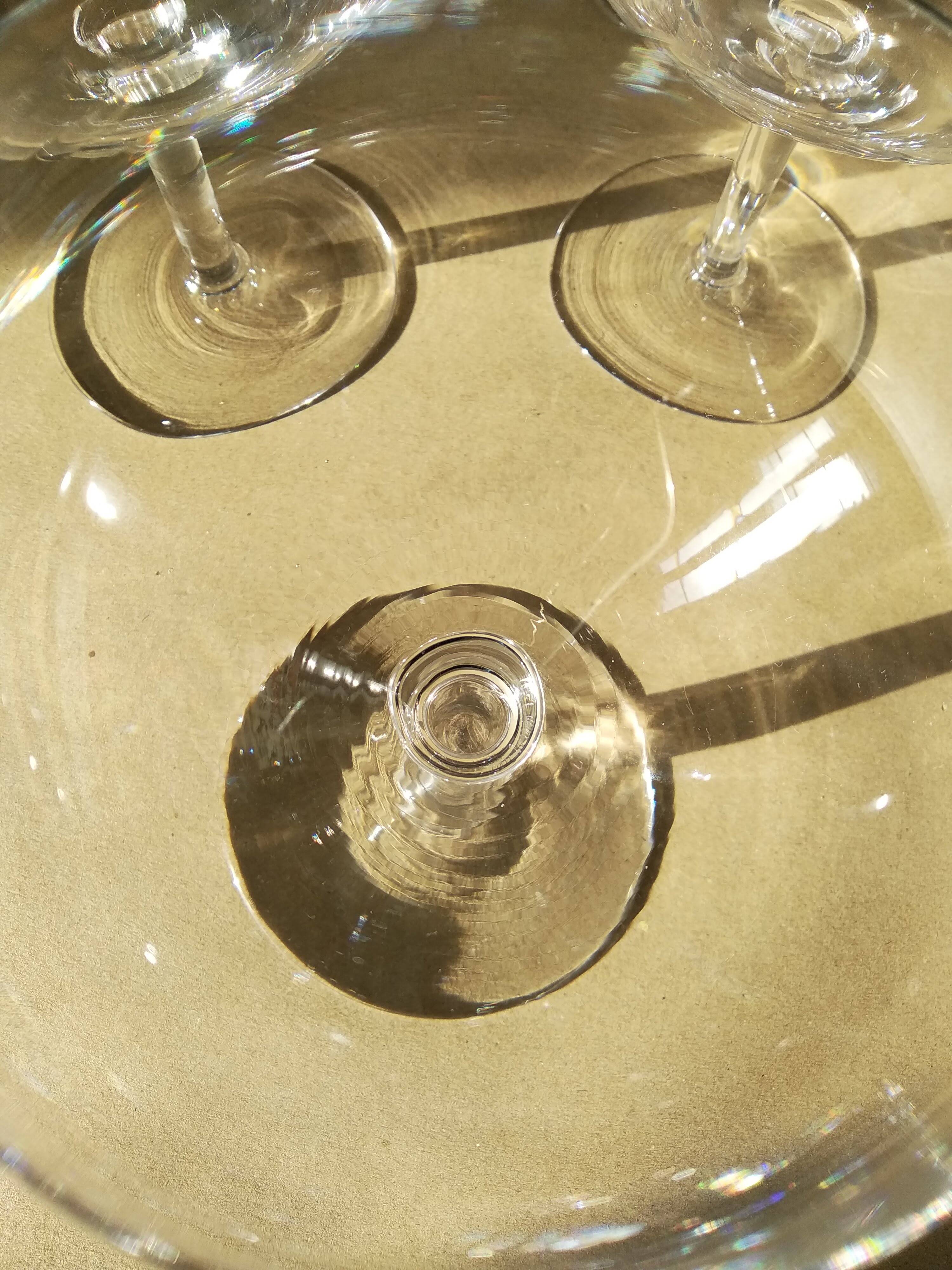 Set of 7 large crystal glasses for wine or cocktail tasting