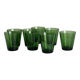 Set of 8 green water glasses, translucent thick glass