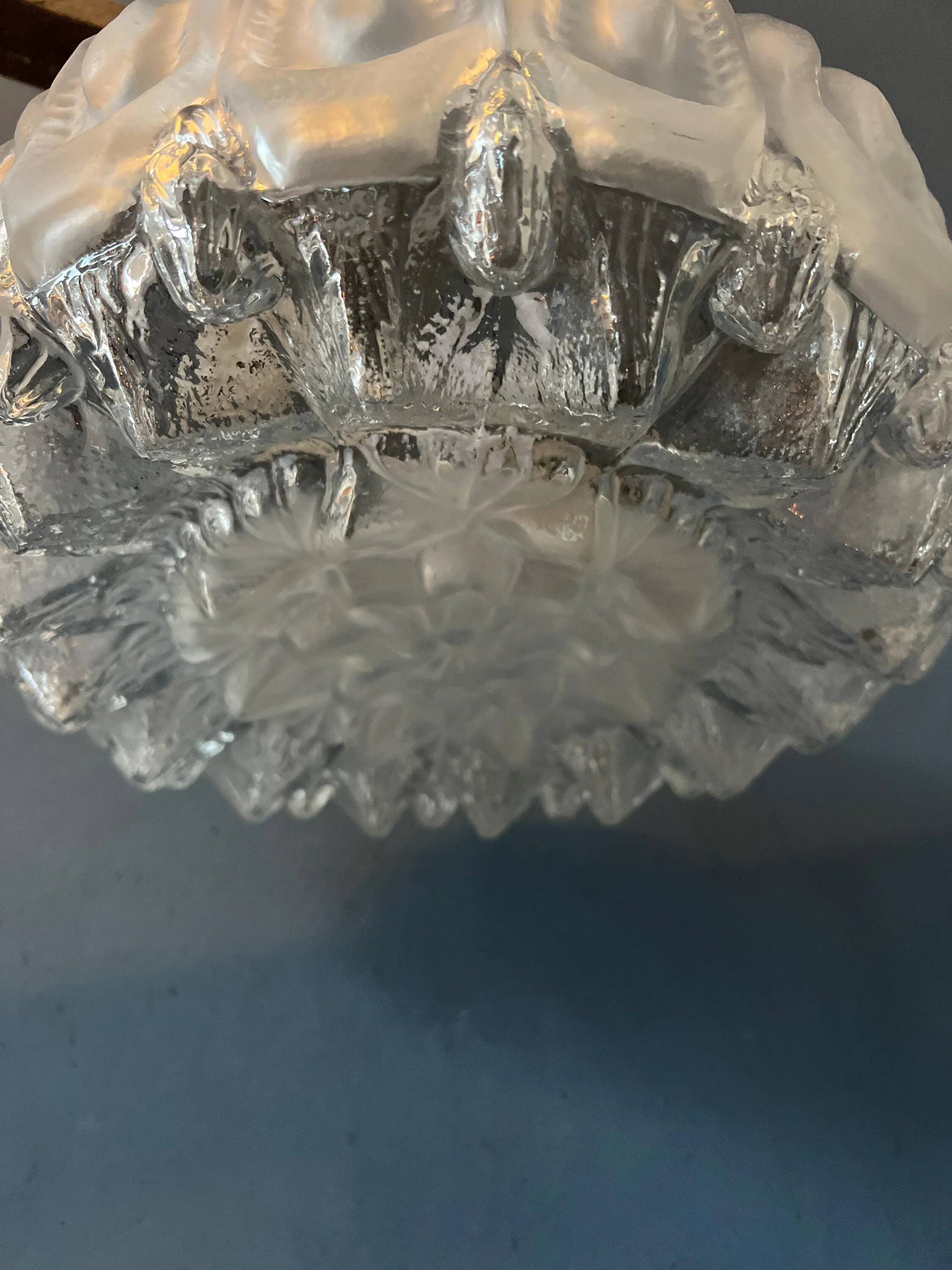 Vintage mid-century decorative ceiling light in thick glass.