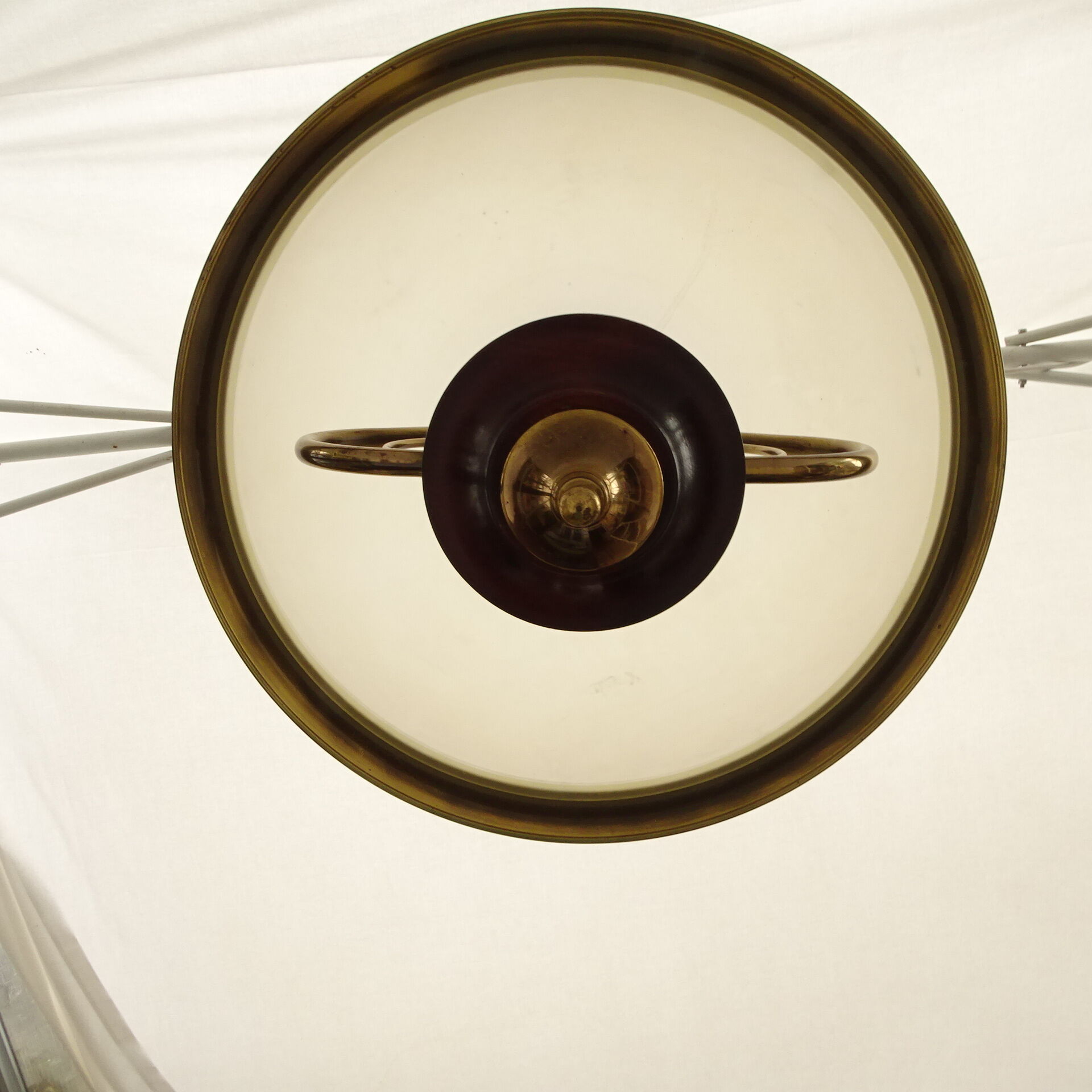 Suspension in opaque glass and solid brass