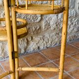 Vintage folding plant holder in bamboo and rattan, circa 1970's