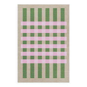 Tapis en jute à rayures roses et vertes 170x240cm