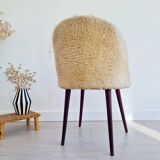 Vintage barrel furry chair with compass legs