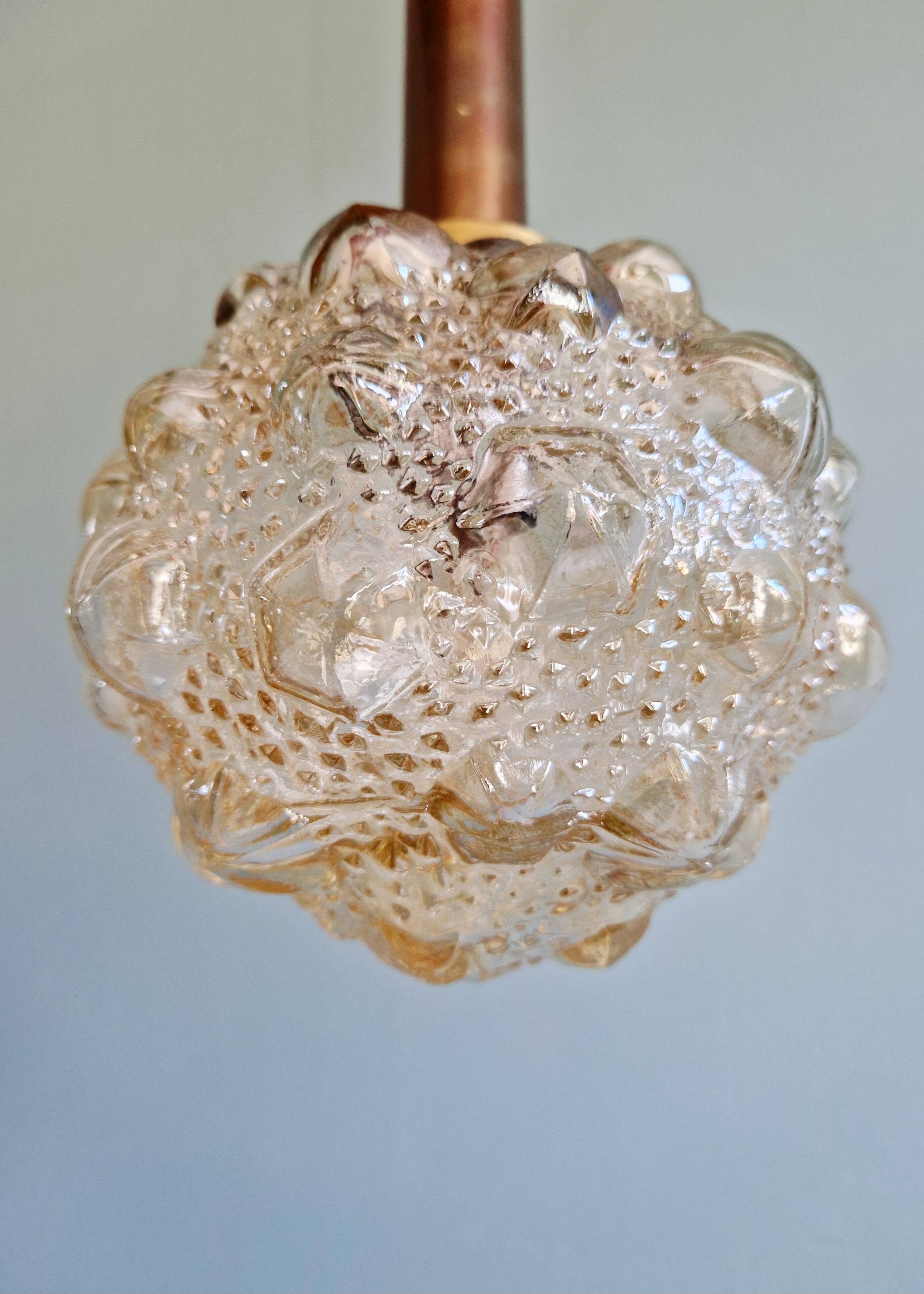 Amber bubble glass pendant (5 available), Helena Tynell, 1970