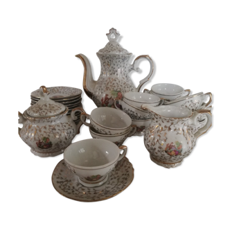 Coffee set porcelain belgian pattern "couple" porcellana