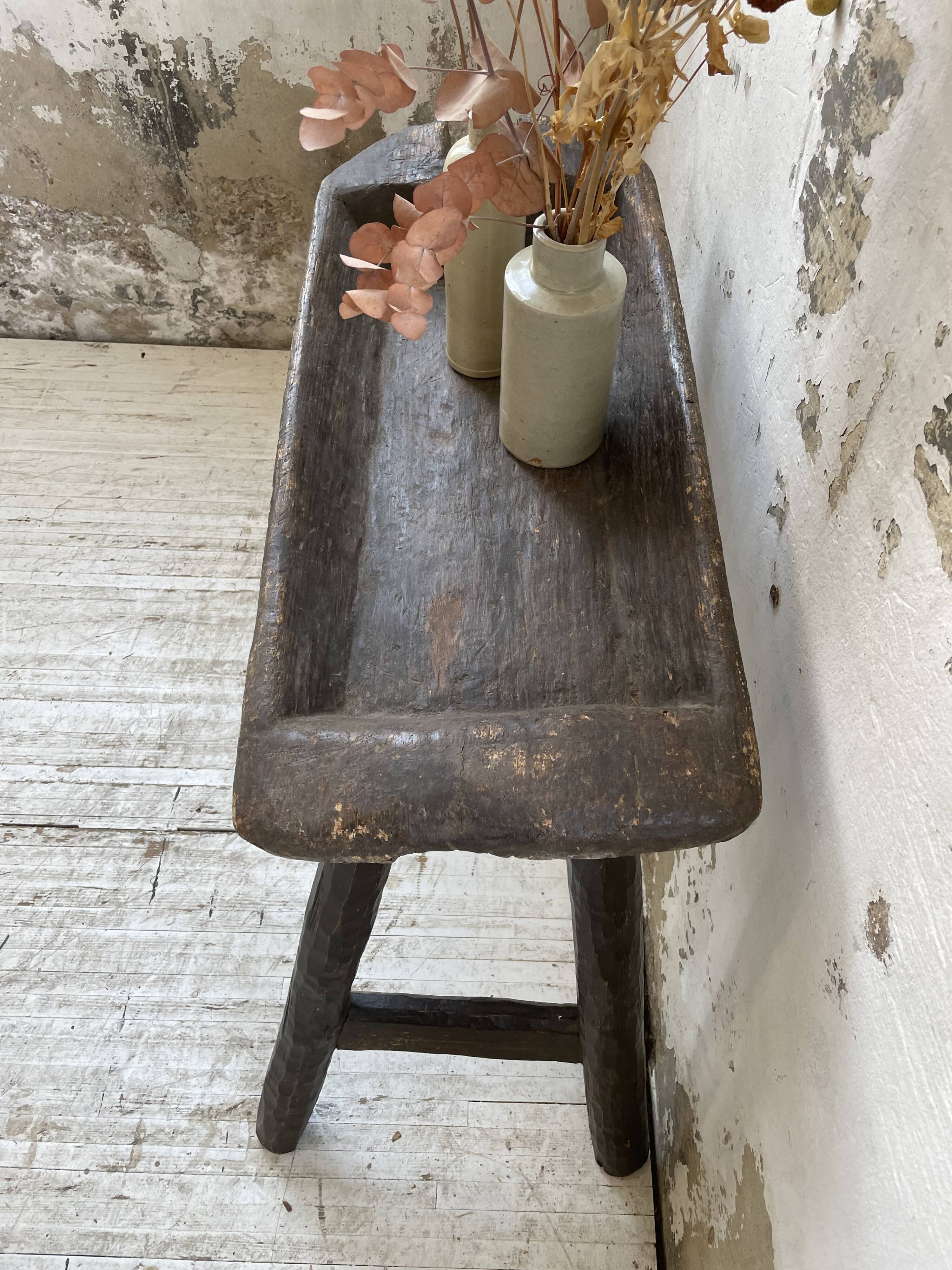 Brutalist solid wood console