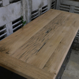 Military furniture metal console with wooden top and 6 drawers