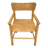 Antique wooden children's chair with armrests – marked unifa