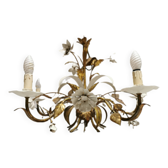 Vintage flower chandelier by maison masca 1950, hollywood regency design pendant light