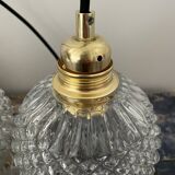 Set of three new electrified chiseled glass suspensions