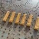 6 enameled ceramic knife holders, slip, vintage golden yellow