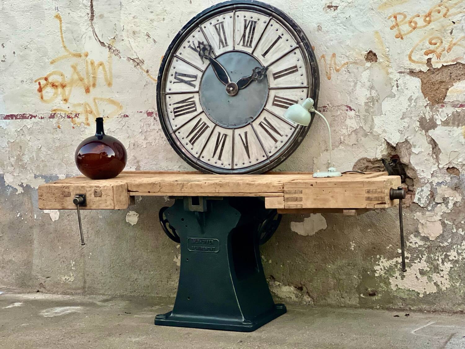 Industrial workbench with cast iron base