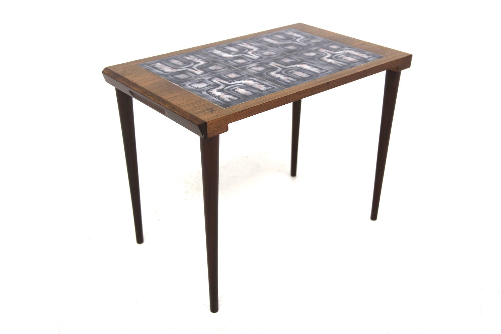 Rosewood and ceramic side table, Denmark, 1960s