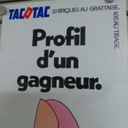 Original National Lottery poster tac o tac profile of a 20-brick winner at scratching