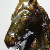 Vintage 1980s glazed terracotta horse or chess knight head