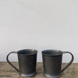 Pair of brutalist pewter cups signed