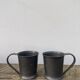 Pair of brutalist pewter cups signed