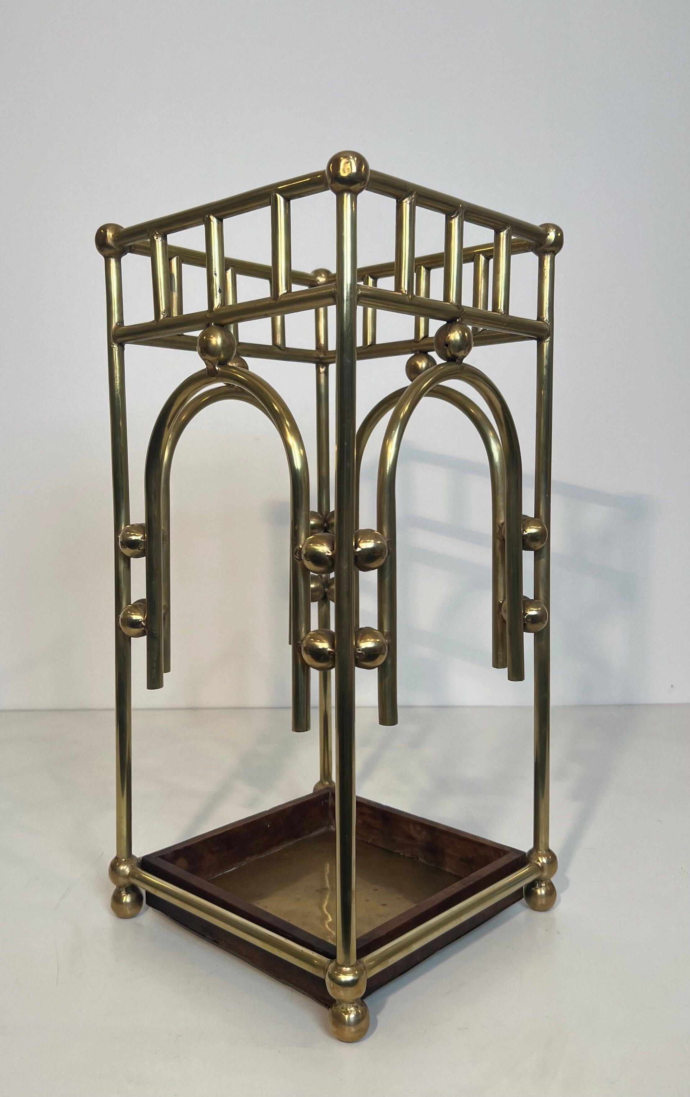 Modernist brass umbrella stand in the style of Joseph Hoffmann