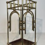 Modernist brass umbrella stand in the style of Joseph Hoffmann