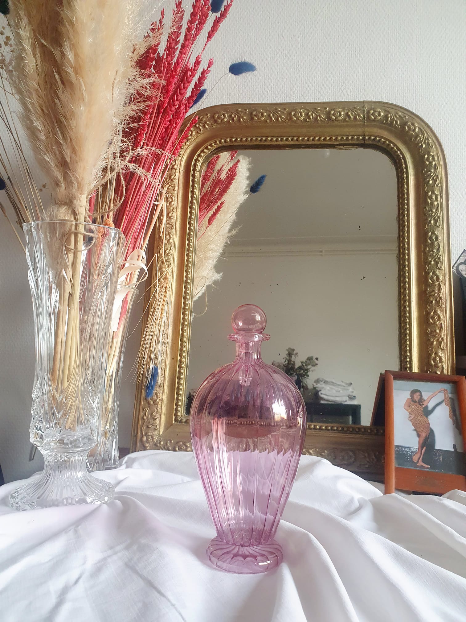 Carafe fiole égyptienne en verre soufflé