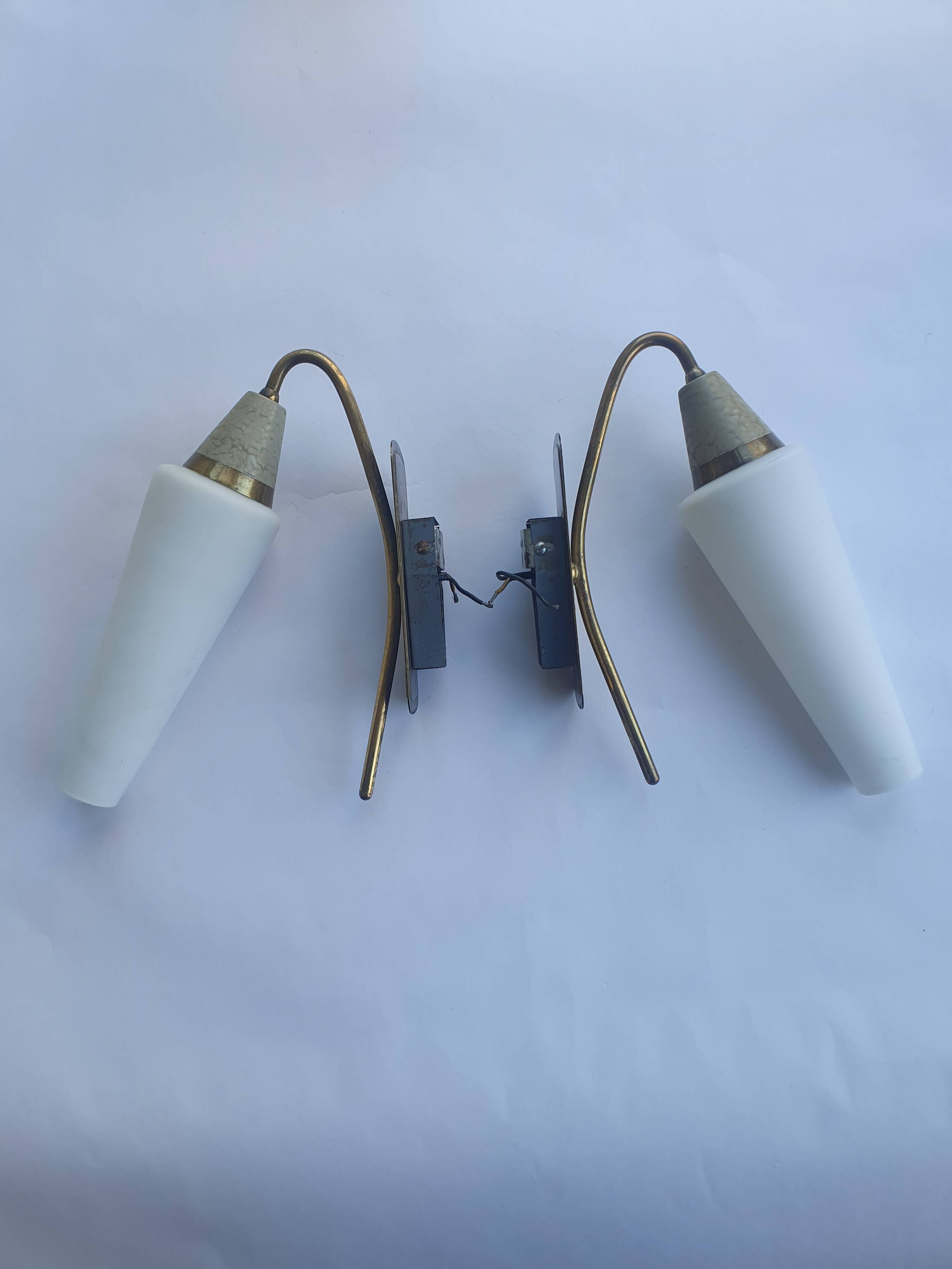 Pair of antique tulip wall sconces