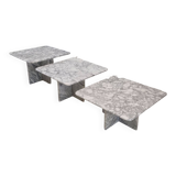 Set of 3 Italian Bianco Carrara Marble Coffee or Side Tables, 1980s