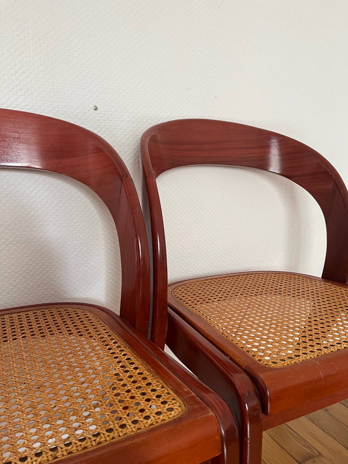 Set of 4 Baumann caned gondola chairs