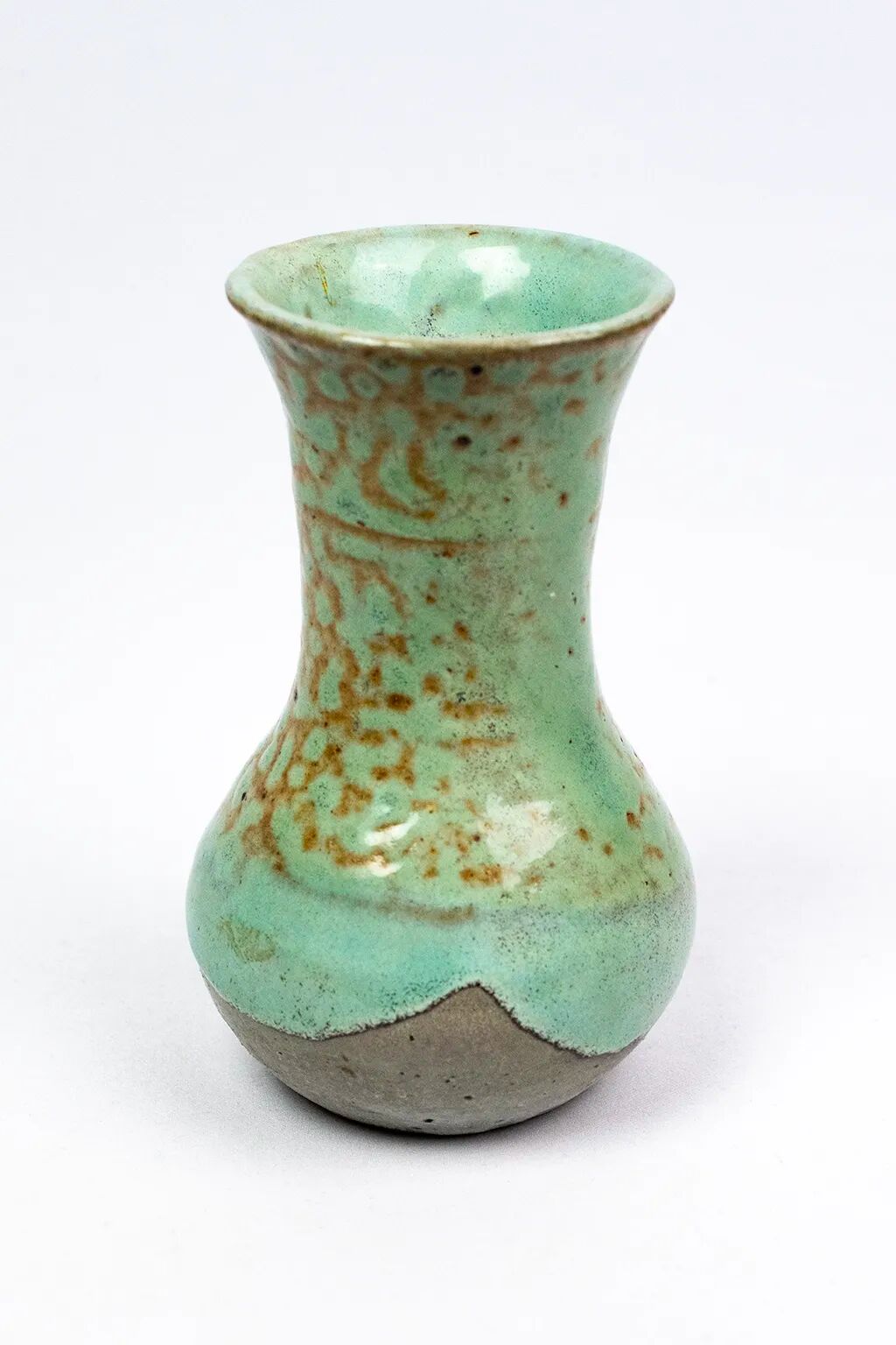 Eugène Lion, stoneware vase from Puisaye, Carriès school, turquoise glaze.