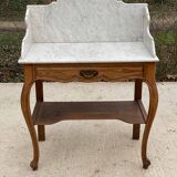 Louis XV dressing table in solid oak and white marble