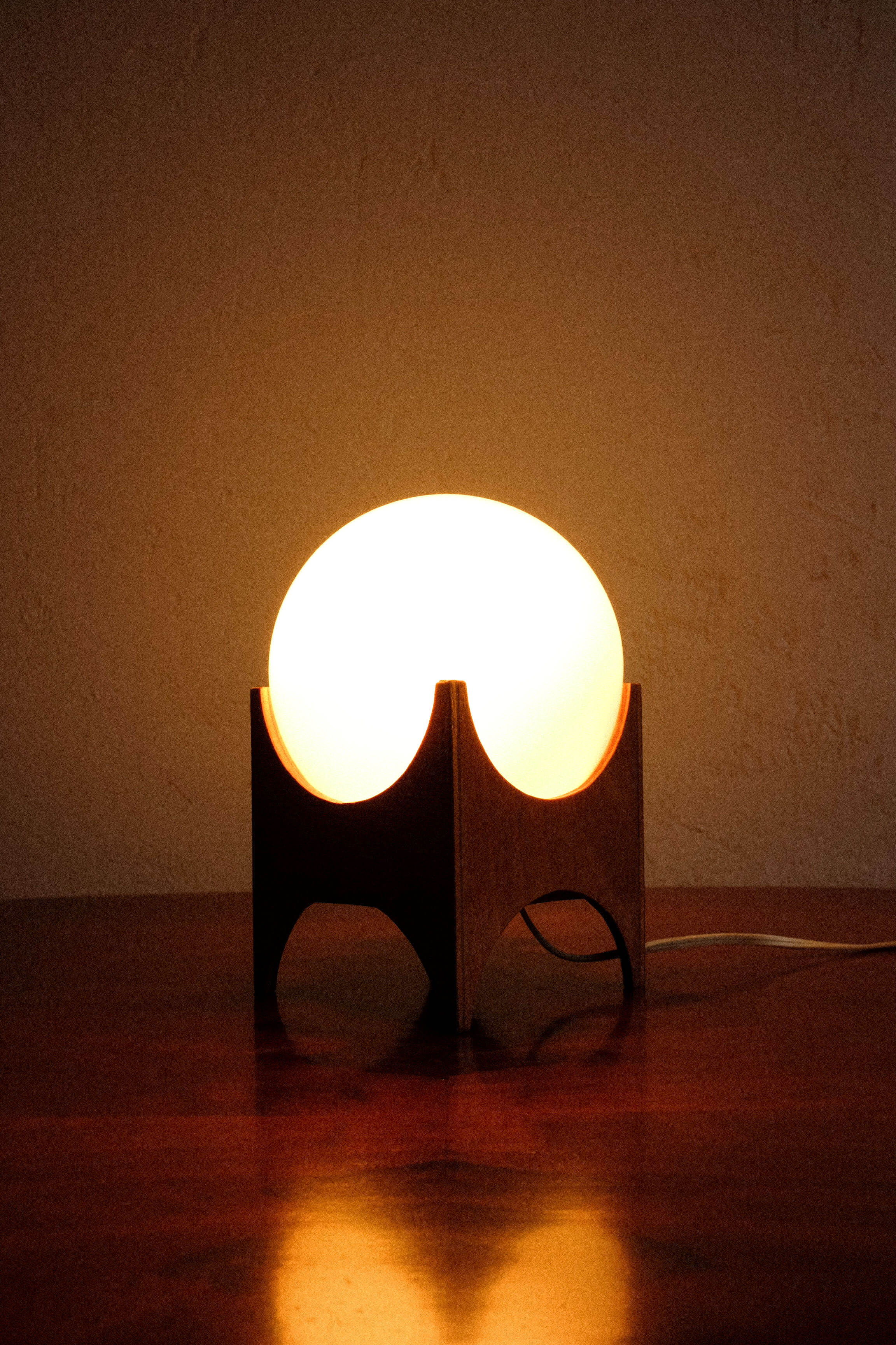 Glass & wood table lamp, Czechoslovakia, 1960s