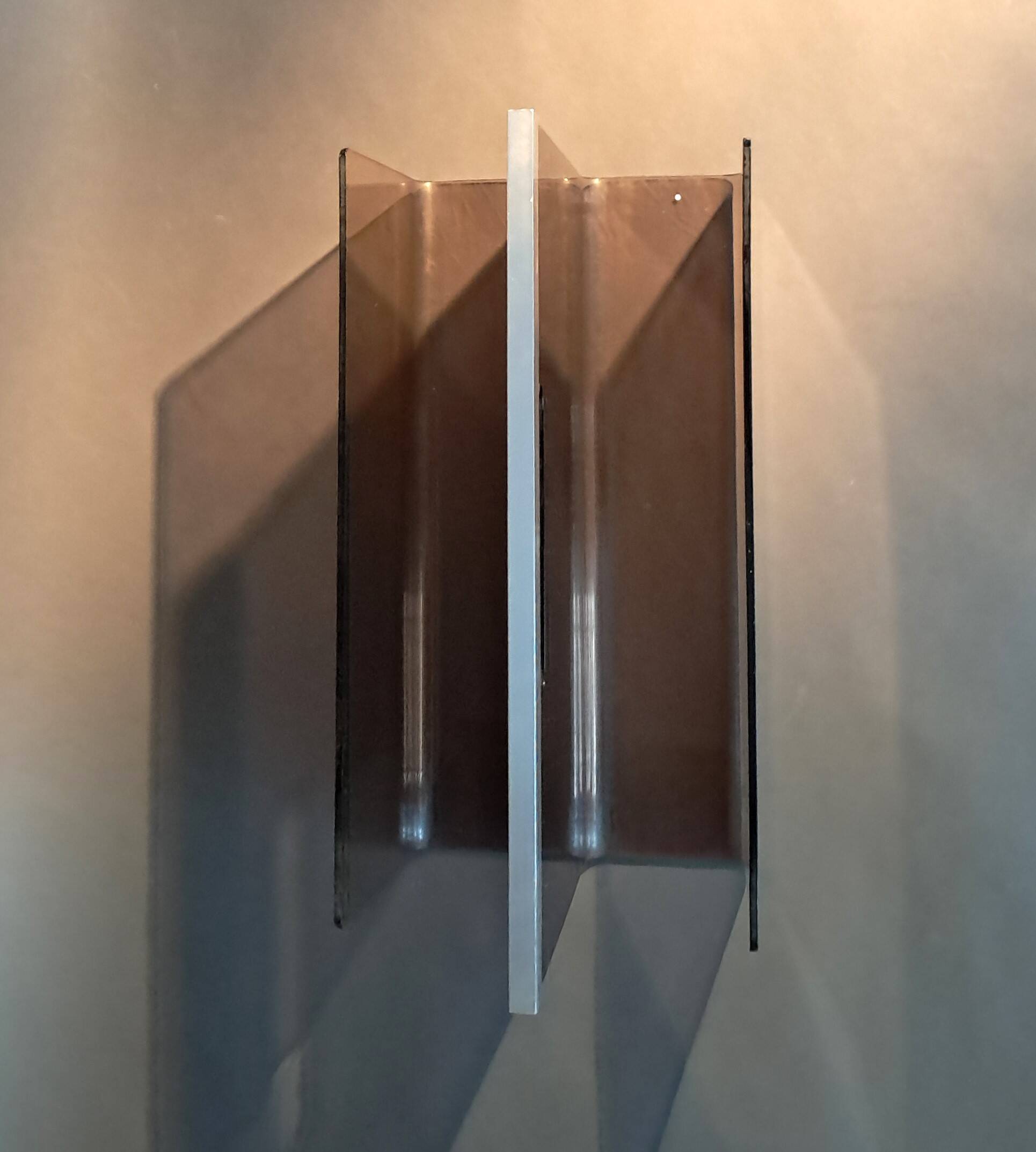 Smoked plexiglass magazine rack, Michel Dumas 1970.