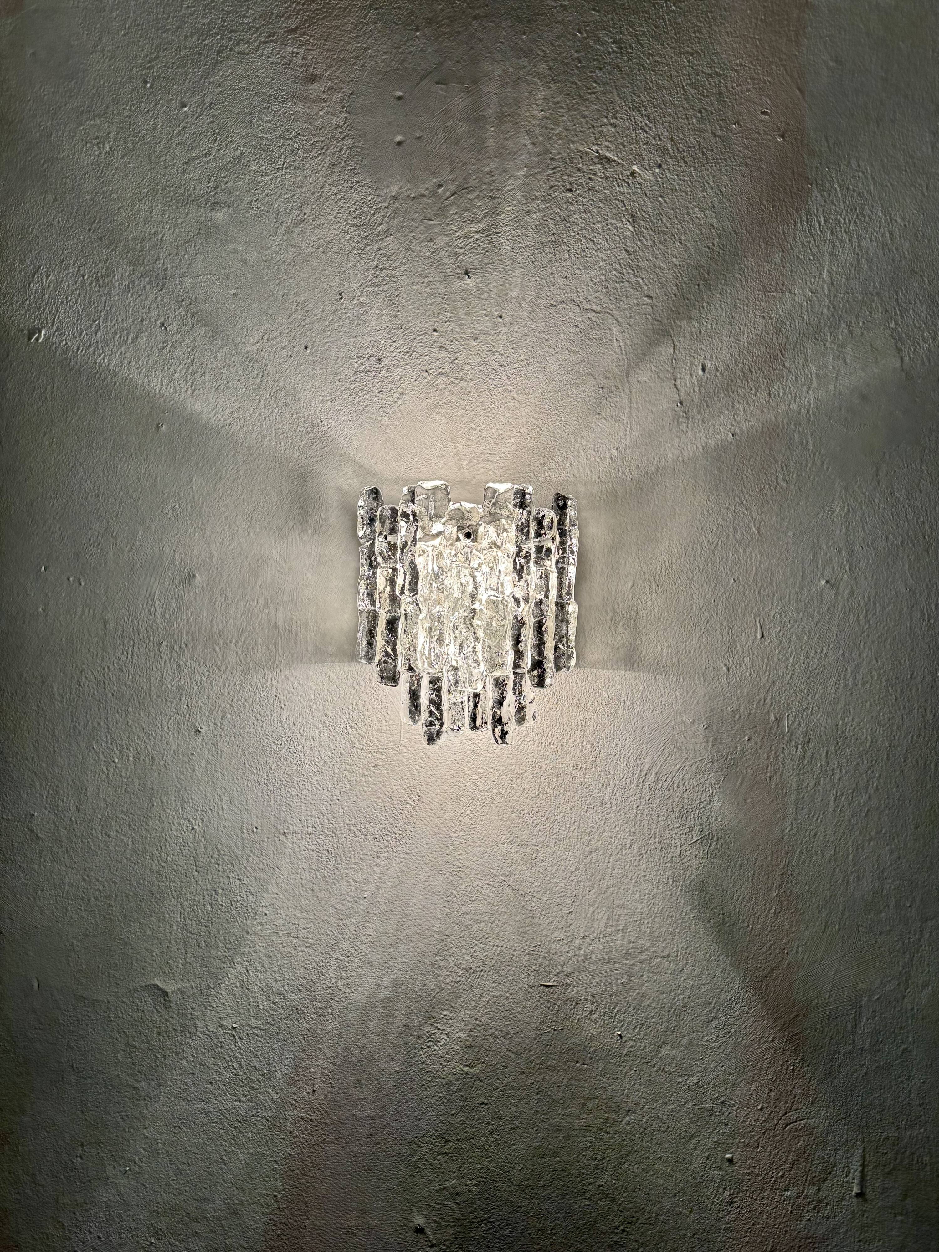 Set of 2 Austrian Ice Glass Wall Lamps by J.T. Kalmar