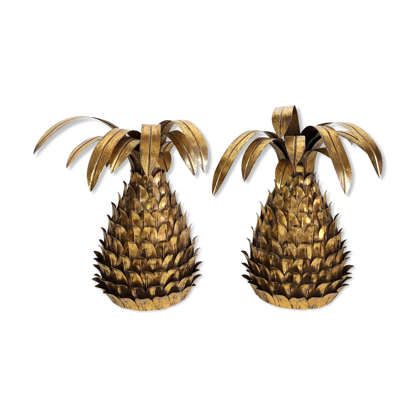 Ananas  wall light  paire  years 70" in gold metal