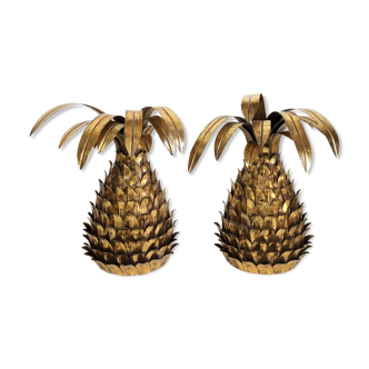 Paire d'appliques ananas des années 70 " en métal doré