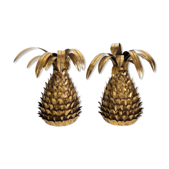 Ananas  wall light  paire  years 70" in gold metal