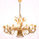Pair of 12-burner wheat sheaf chandeliers by Hans Kogl