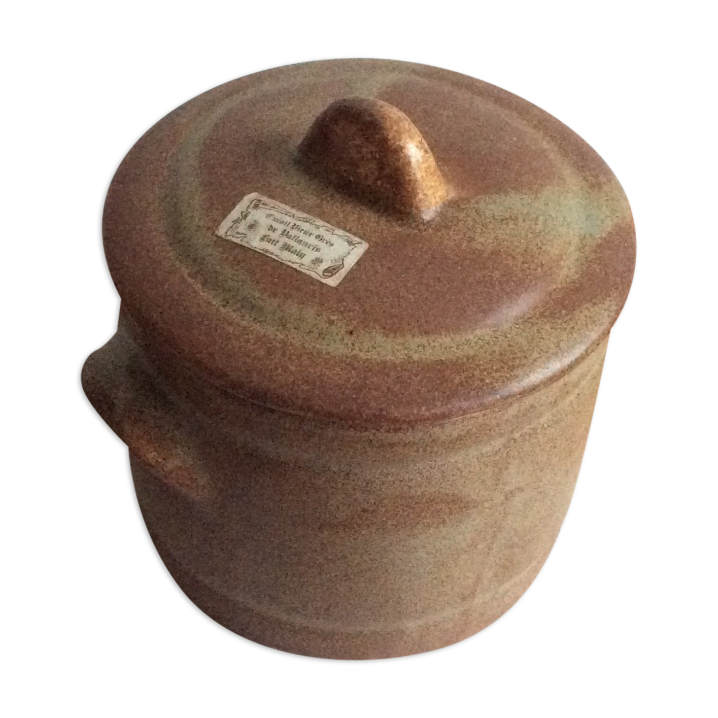 Pot with lid e-mail old sandstone of Vallauris - handmade