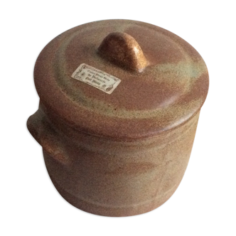 Pot with lid e-mail old sandstone of Vallauris - handmade