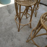 4 vintage rattan stools
