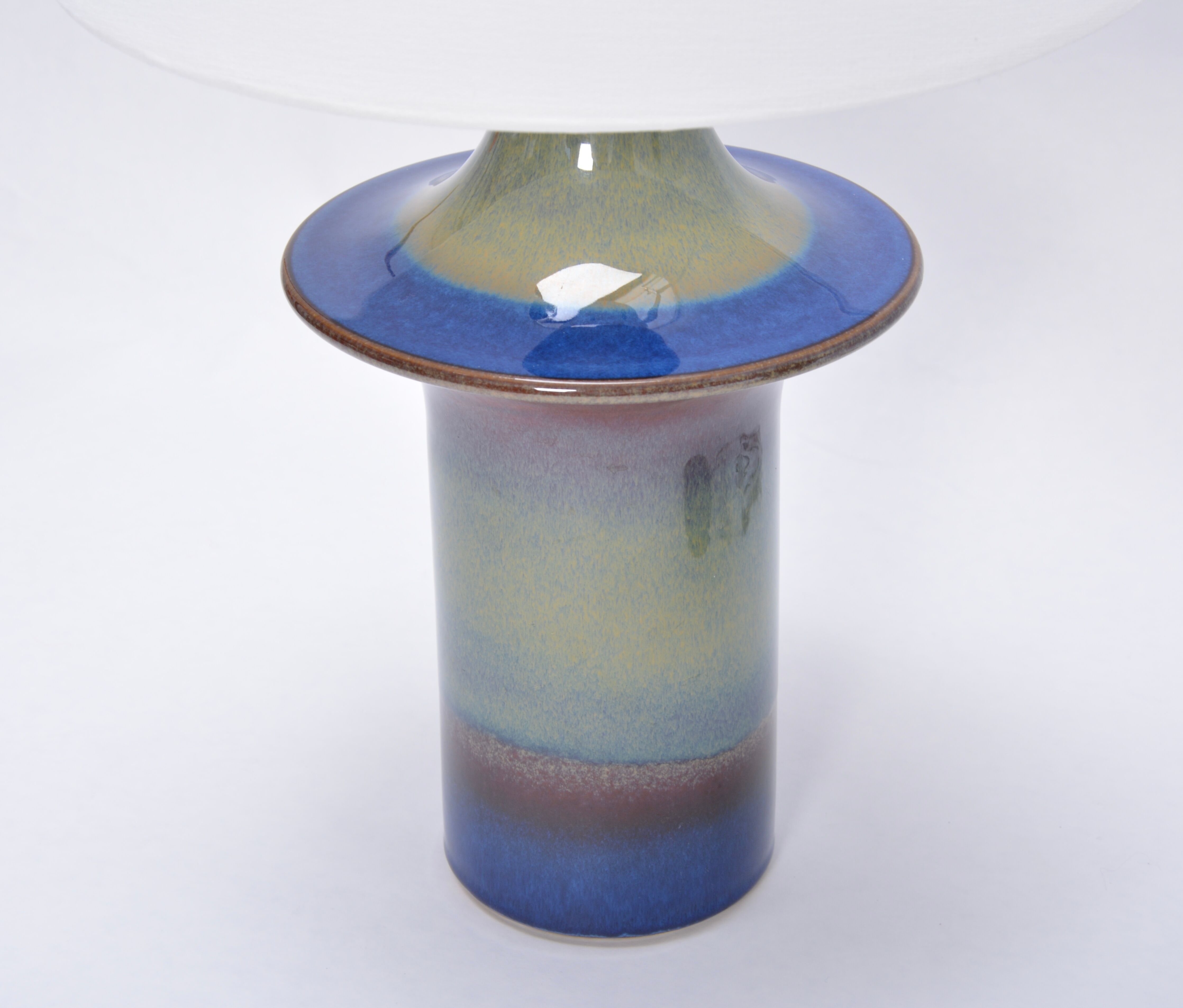 Tall Mid-Century Modern Danish Blue Table Lamps from Soholm, Set of 2