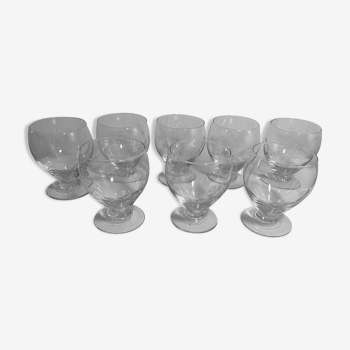 8  chiseled glass wine glasses 1960