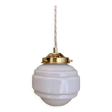 Vintage globe pendant light in white opaline