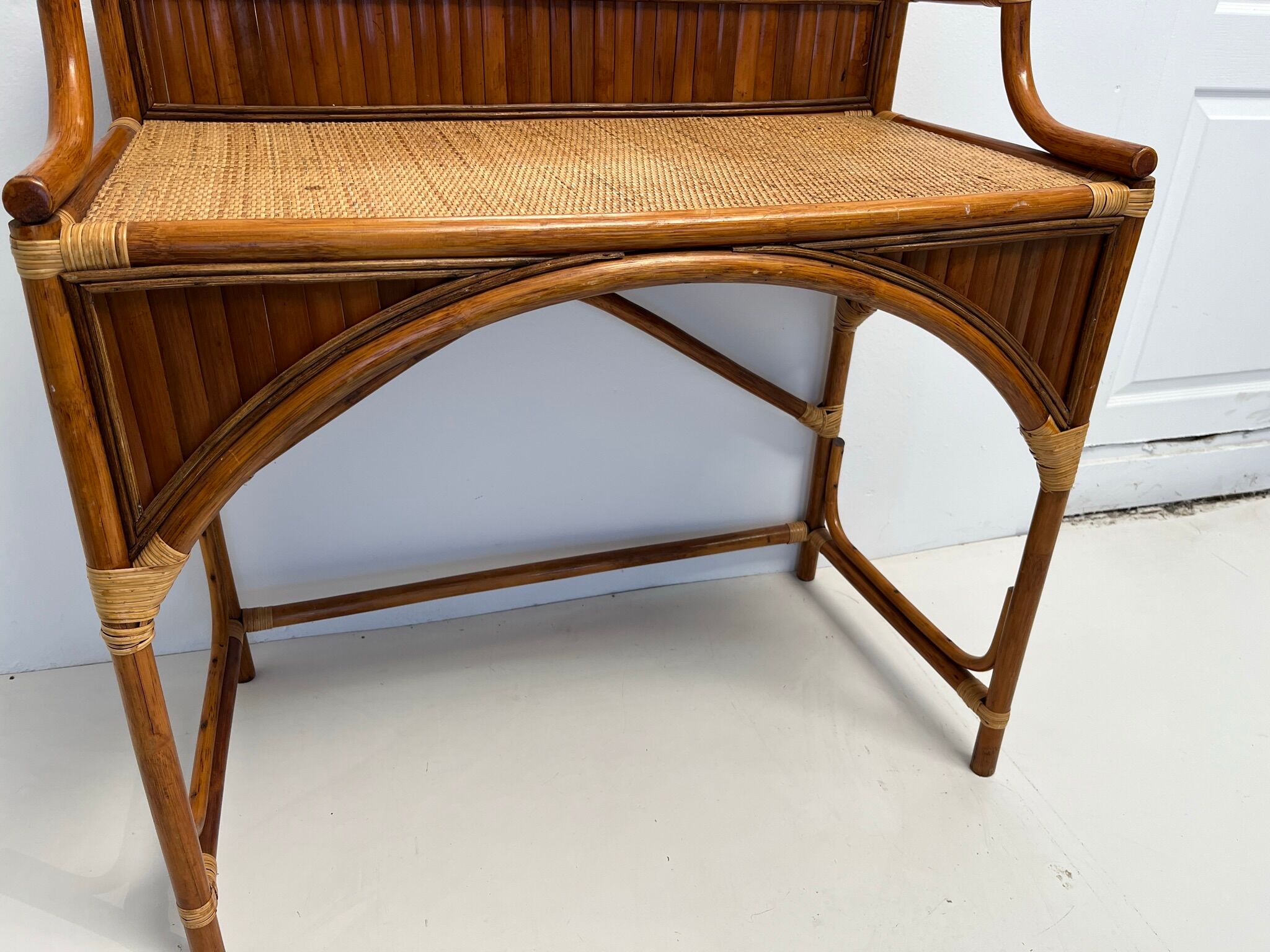 Coiffeuse bureau en rotin et bambou vintage