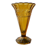 Art Deco amber cup-shaped vase with rose motifs