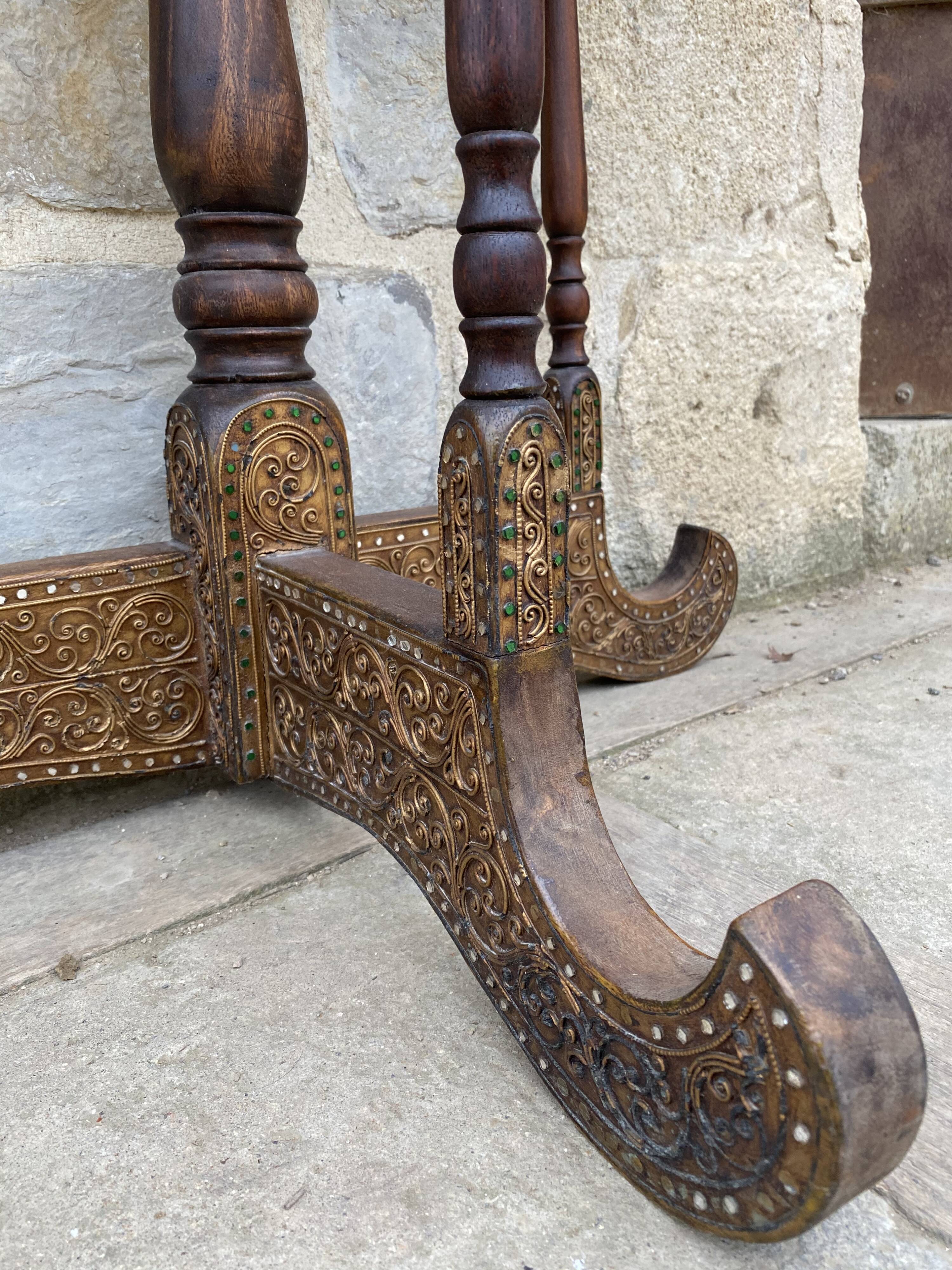 Console half moon carved wood 1970