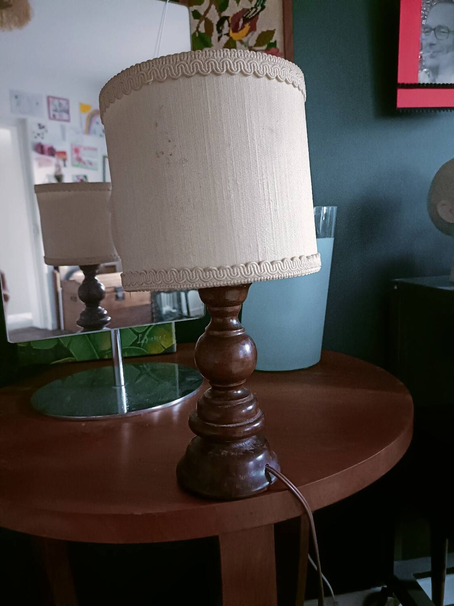 Minimalist turned wood lamp