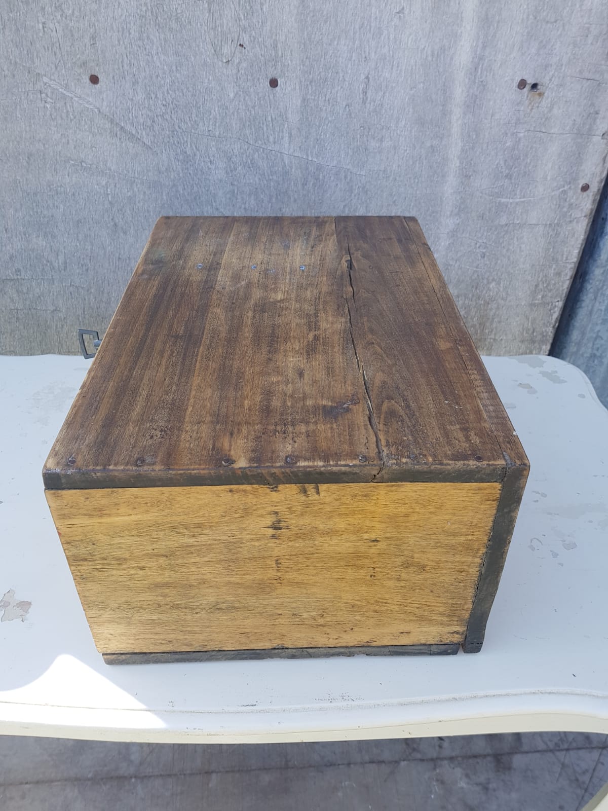 Old Malle Box Wood Storage - Vintage Key Clasp
