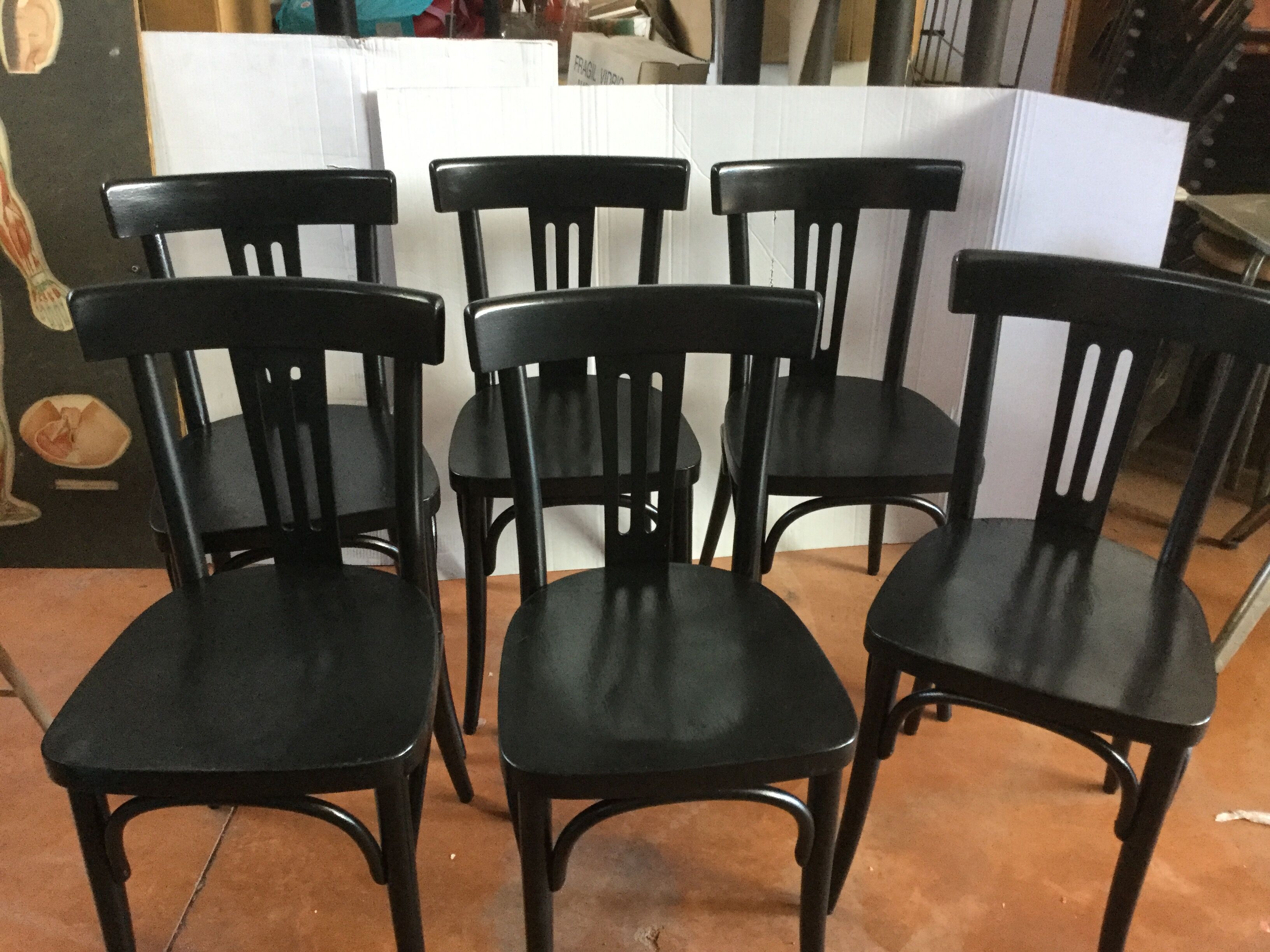 Suite of 6 old bistro chairs